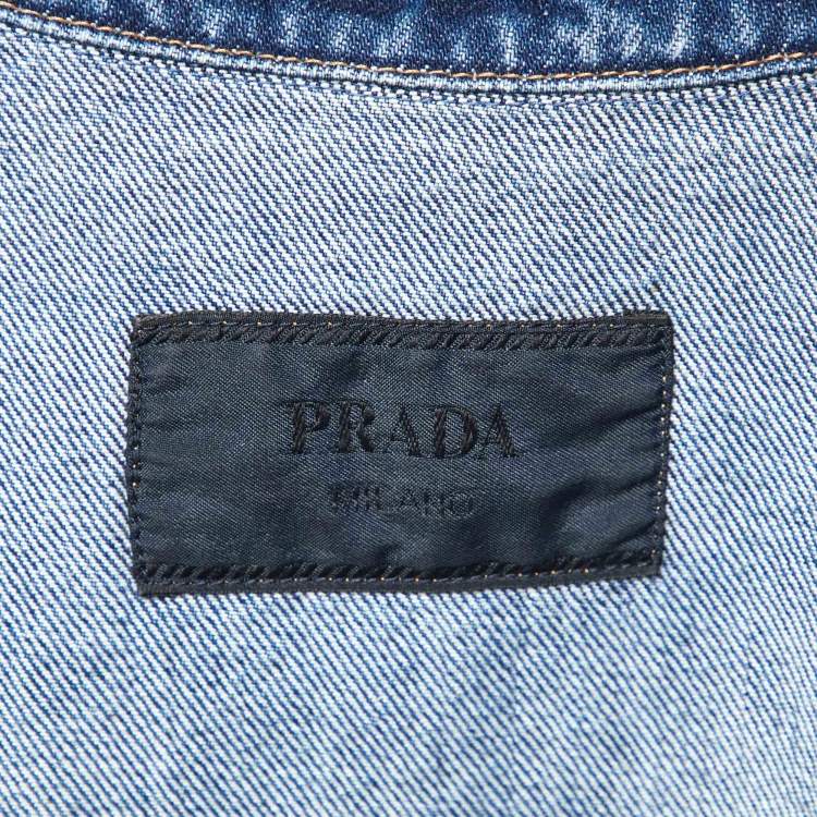 Pre Owned Prada Blue Denim Boxy Fit Short Sleeve Shirt S
