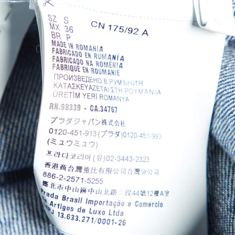 Pre Owned Prada Blue Denim Boxy Fit Short Sleeve Shirt S