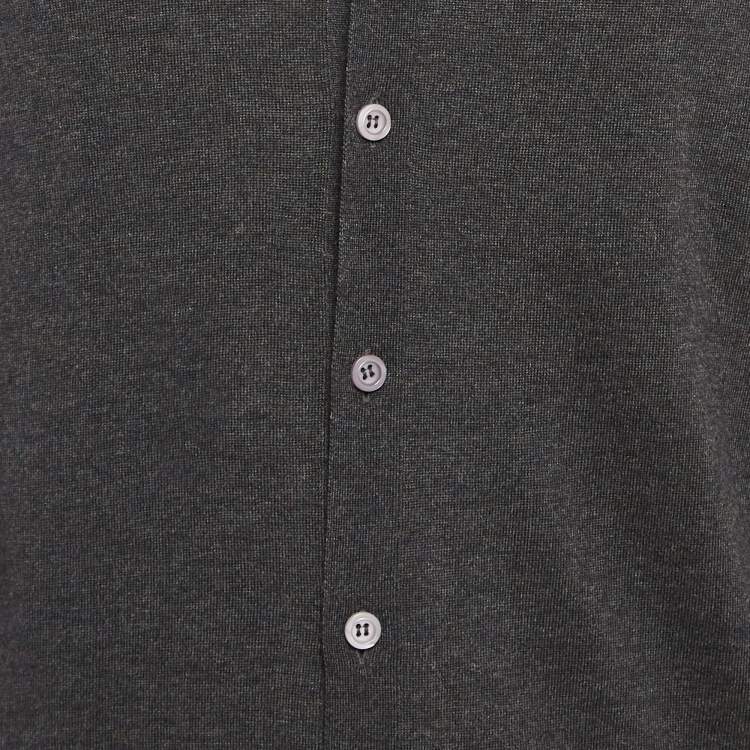 Pre Owned Prada Grey Wool Knit Buttoned Cardigan L
