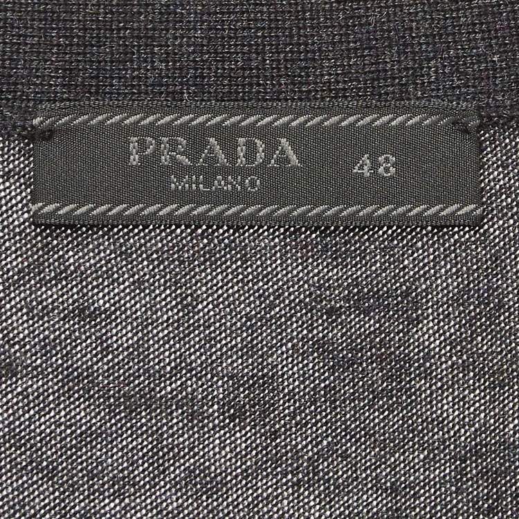 Pre Owned Prada Grey Wool Knit Buttoned Cardigan L