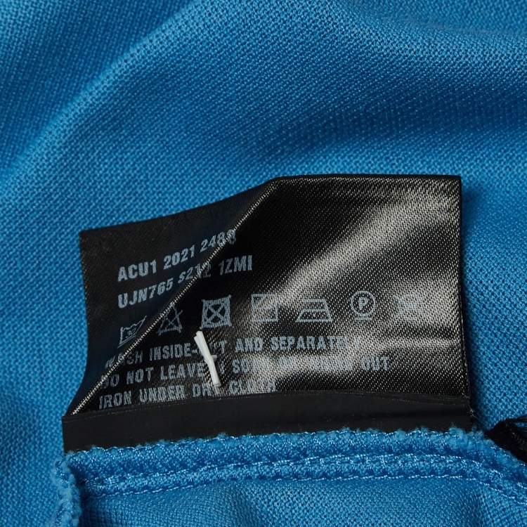 Pre Owned Prada Blue Logo Embroidered Cotton Pique Polo T-Shirt L