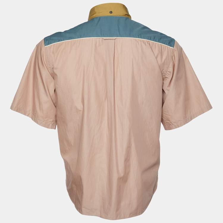Pre Owned Prada Pink Cotton Paneled Button Front Shirt XL
