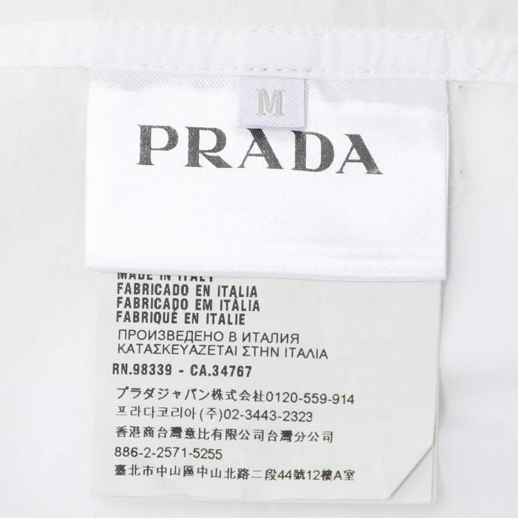 Pre Owned Prada White Cotton Contrast Striped Bottom Button Front Shirt M