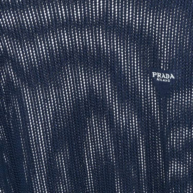 Pre Owned Prada Black Navy Blue Pinhole Patterned Knit Jumper S
