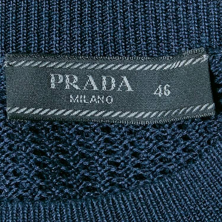 Pre Owned Prada Black Navy Blue Pinhole Patterned Knit Jumper S