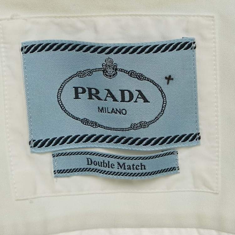 Pre Owned Prada Black/White Printed Cotton Double Match Shirt M
