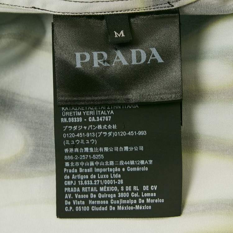 Pre Owned Prada Black/White Printed Cotton Double Match Shirt M
