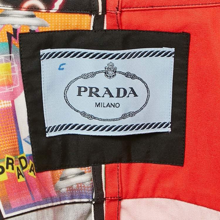 Pre Owned Prada Multicolor Printed Cotton Double Match Bowling Shirt M