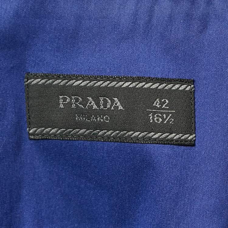 Pre Owned Prada Navy Blue Stretch Poplin Button Front Shirt XL