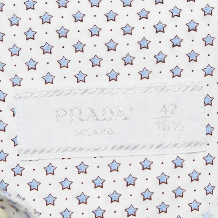 Pre Owned Prada Blue Stars Print Cotton Button Front Shirt XL