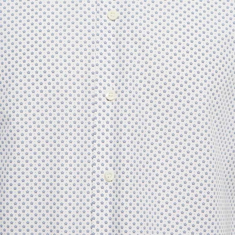 Pre Owned Prada Blue Stars Print Cotton Button Front Shirt XL