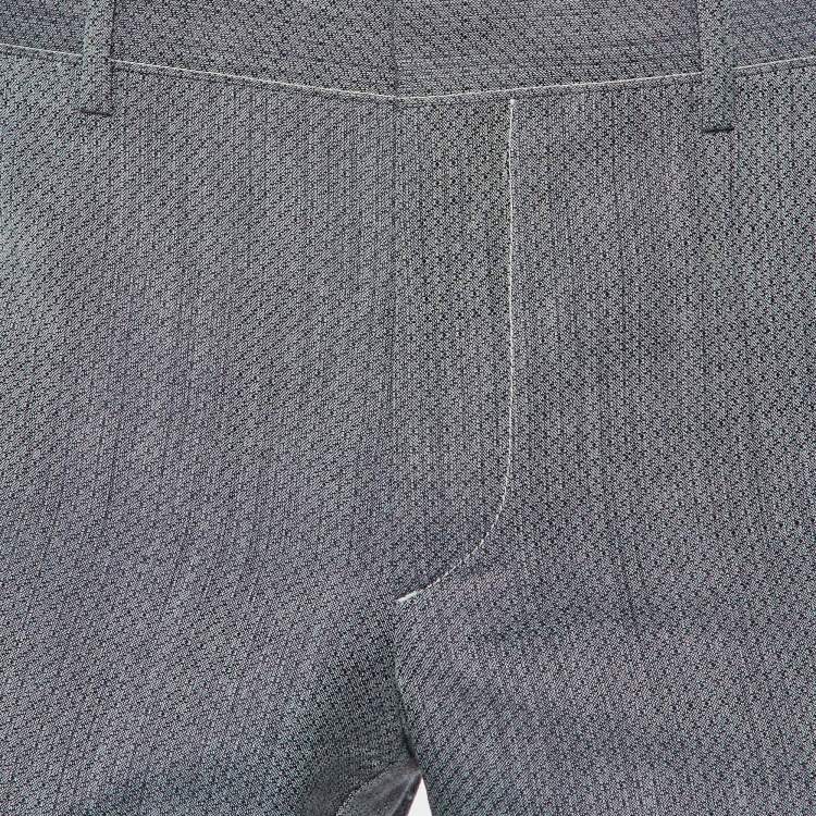 Pre Owned Prada Grey Patterned Wool Trousers M