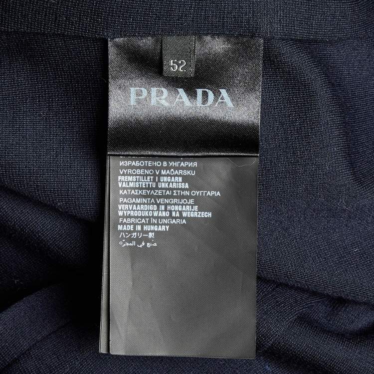 Pre Owned Prada Navy Blue Wool Knit Detachable Hood Jacket XL