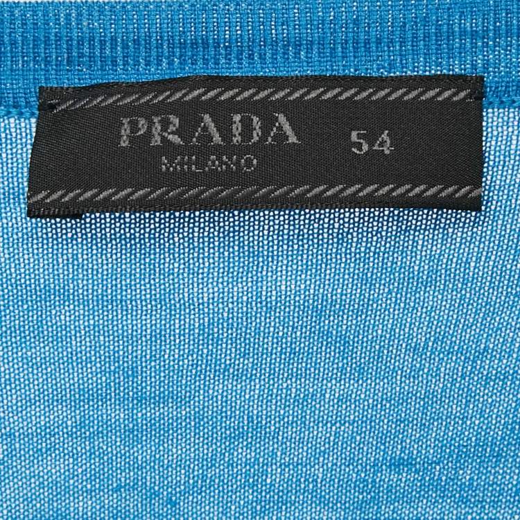 Pre Owned Prada Blue Wool Knit Crew Neck T-Shirt XXL