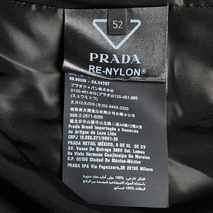 Pre Owned Prada Black Re-Nylon Single Breasted Blazer XL
