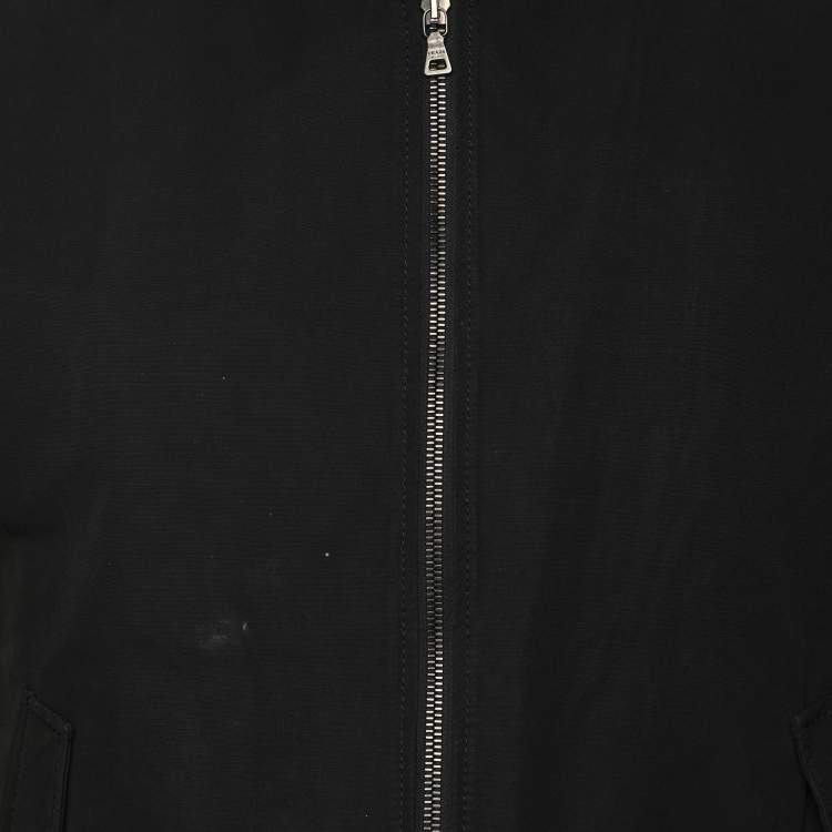 Pre Owned Prada Black Synthetic Zip Front Jacket M