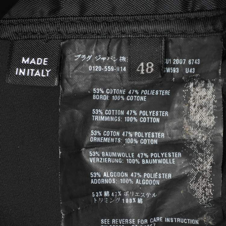Pre Owned Prada Black Synthetic Zip Front Jacket M