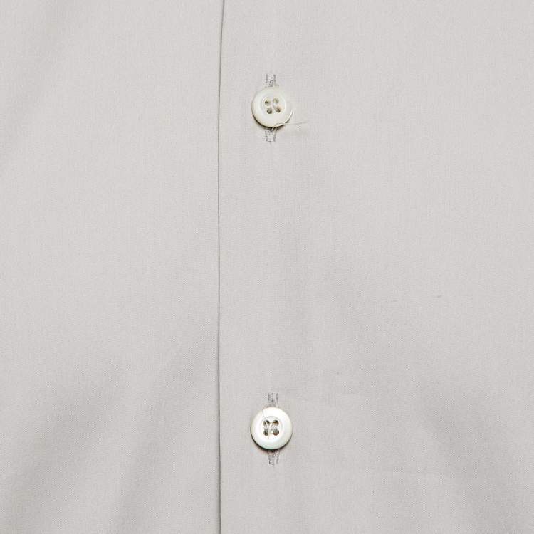 Pre Owned Prada Grey Stretch Cotton Button Front Shirt M