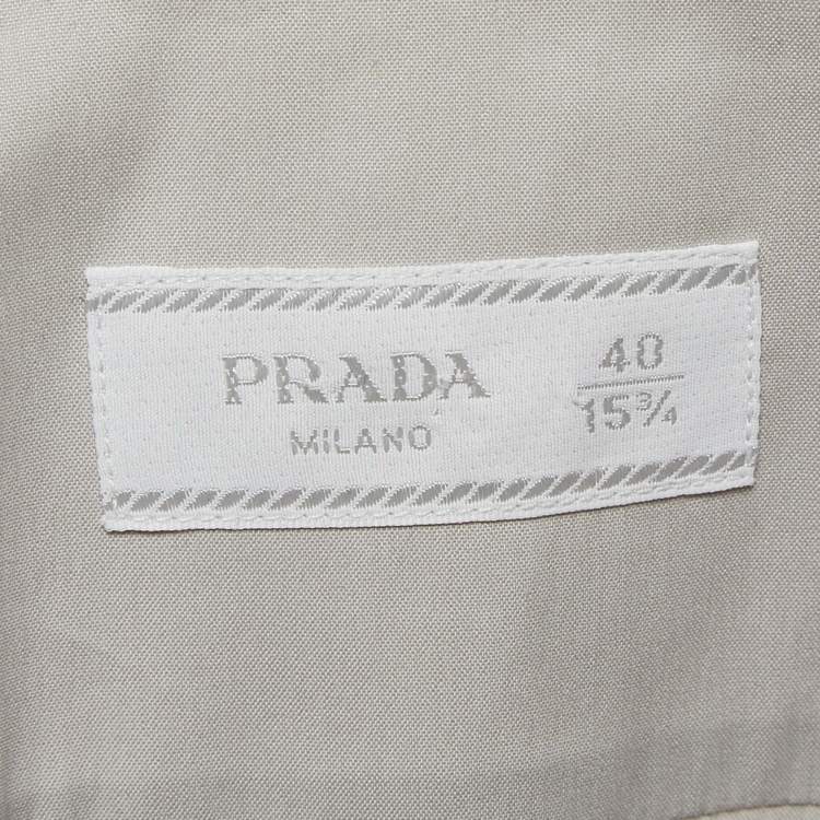 Pre Owned Prada Grey Stretch Cotton Button Front Shirt M
