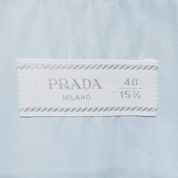 Pre Owned Prada Light Blue Stretch Cotton Button Front Shirt M