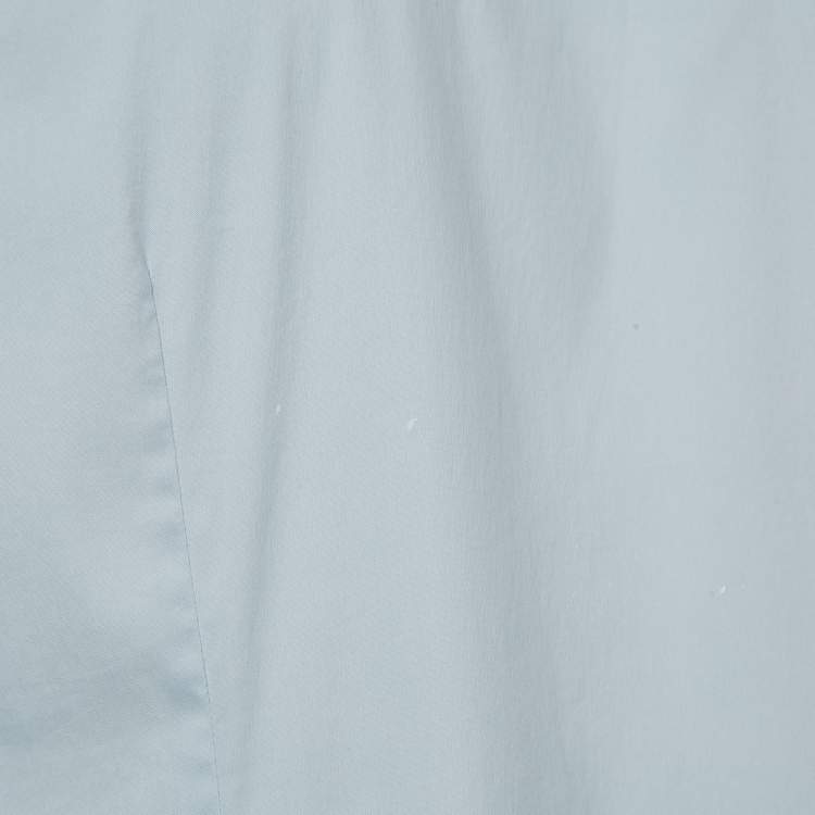 Pre Owned Prada Light Blue Stretch Cotton Button Front Shirt M