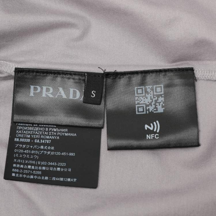 Pre Owned Prada Grey Cotton Logo Embroidered T-Shirt S