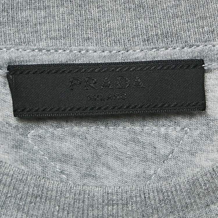 Pre Owned Prada Grey Cotton Crew Neck T-Shirt XS