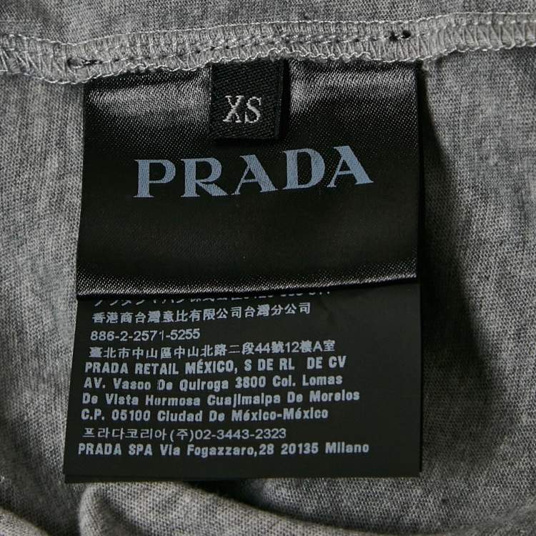 Pre Owned Prada Grey Cotton Crew Neck T-Shirt XS