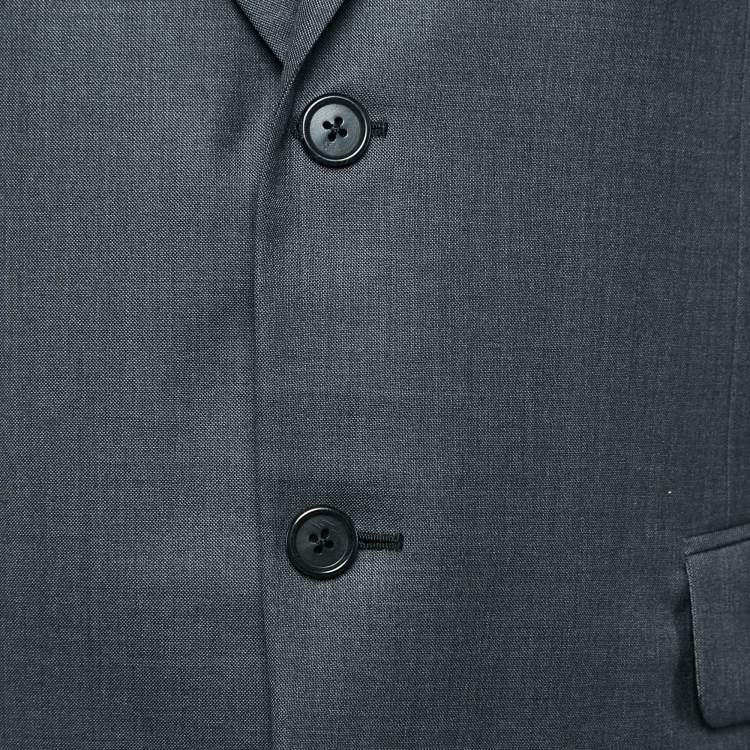 Pre Owned Prada Grey Wool Regular Fit Pants Suit XL