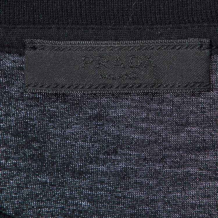 Pre Owned Prada Black Printed Cotton Short Sleeve T-Shirt XL