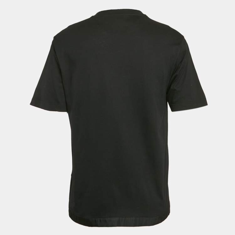 Pre Owned Prada Black Jersey and Re-Nylon Pocket Detail T-Shirt L