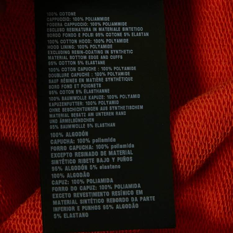 Pre Owned Prada Orange/Black Cotton Knit Hooded Sweatshirt M