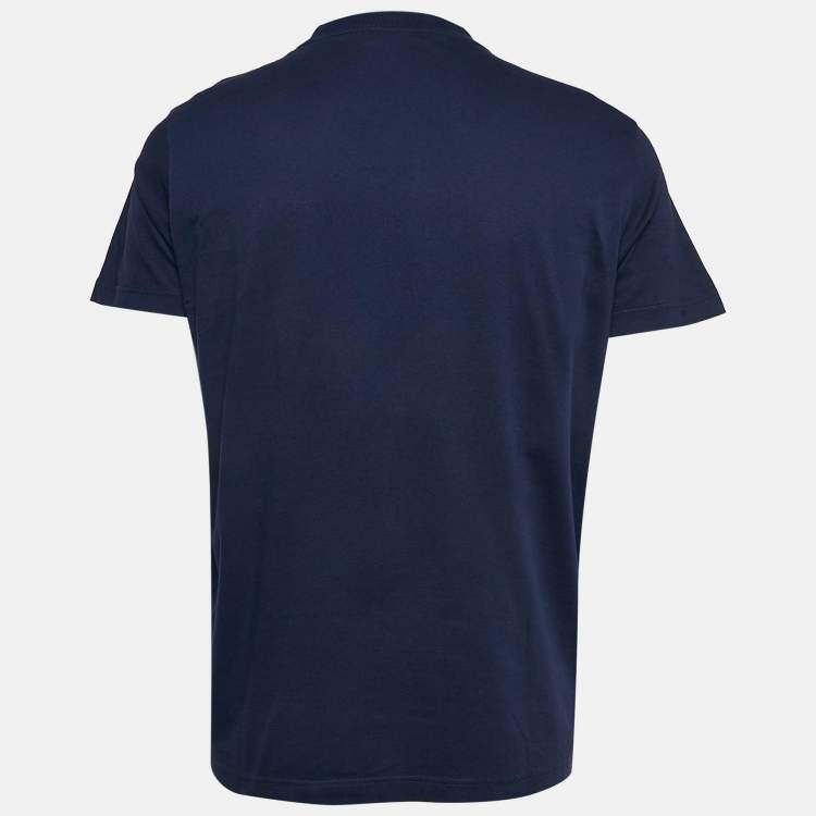 Pre Owned Prada Navy Blue Jersey Crew Neck T-Shirt XL