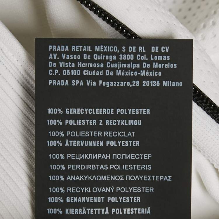 Pre Owned Prada White Techno Knit Turtleneck Zip-Up Sweatshirt L/XL