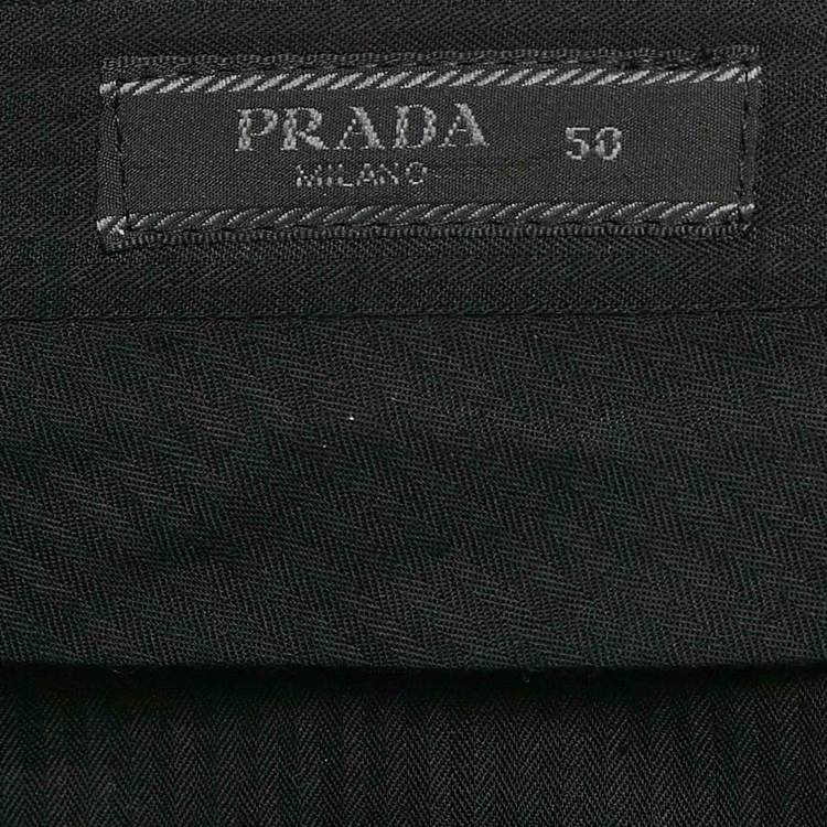 Pre Owned Prada Blue Checked Wool Regular Fit Trousers L