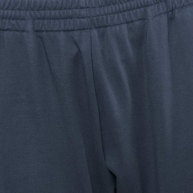 Pre Owned Prada Navy Blue Knit Side Trimmed Joggers L