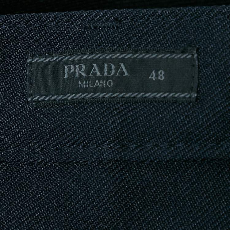 Pre Owned Prada Navy Blue Gabardine Trousers M