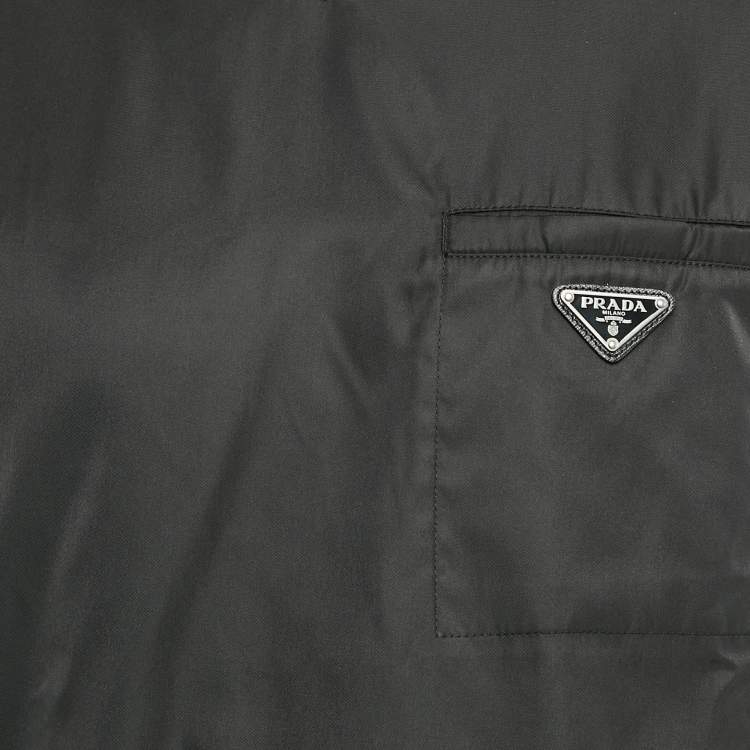 Pre Owned Prada Black Cotton Patch Pocket Detail V-Neck T-Shirt L
