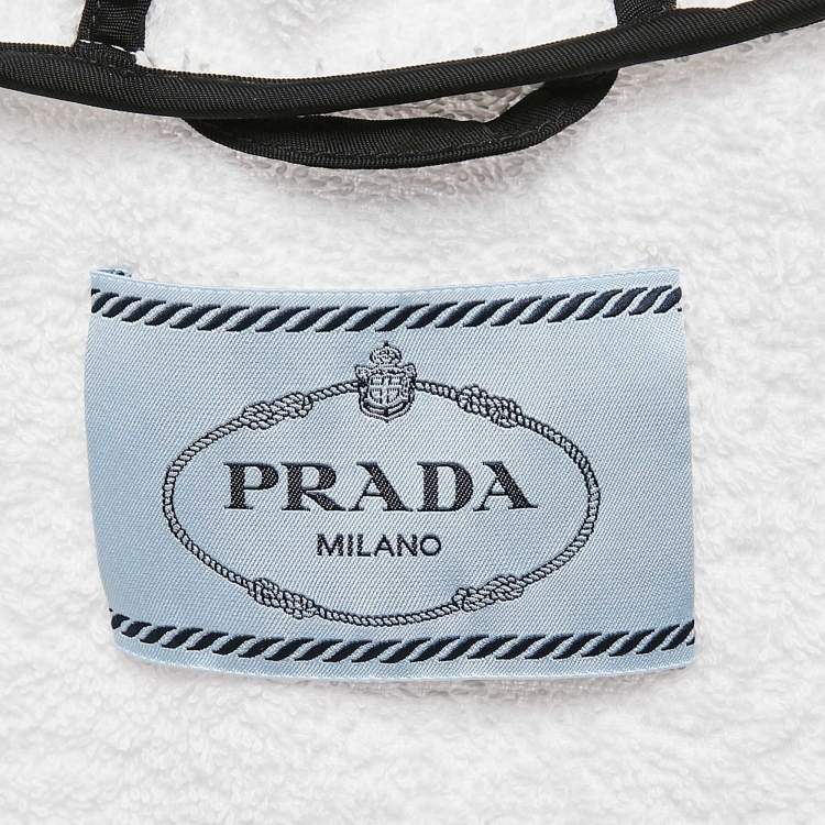مملوكة مسبقًا Prada White Terry Enamel Detail Metal Logo Zip-Up Hoodie Jacket S