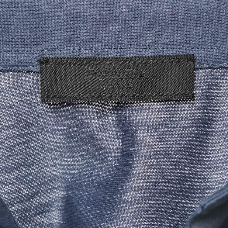 مملوكة مسبقًا Prada Blue Cotton Jersey Polo T-Shirt M