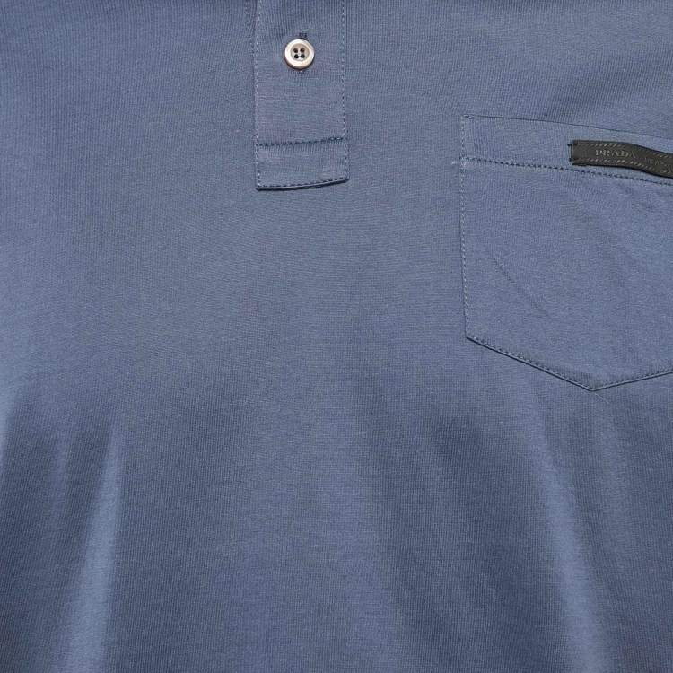 مملوكة مسبقًا Prada Blue Cotton Jersey Polo T-Shirt M