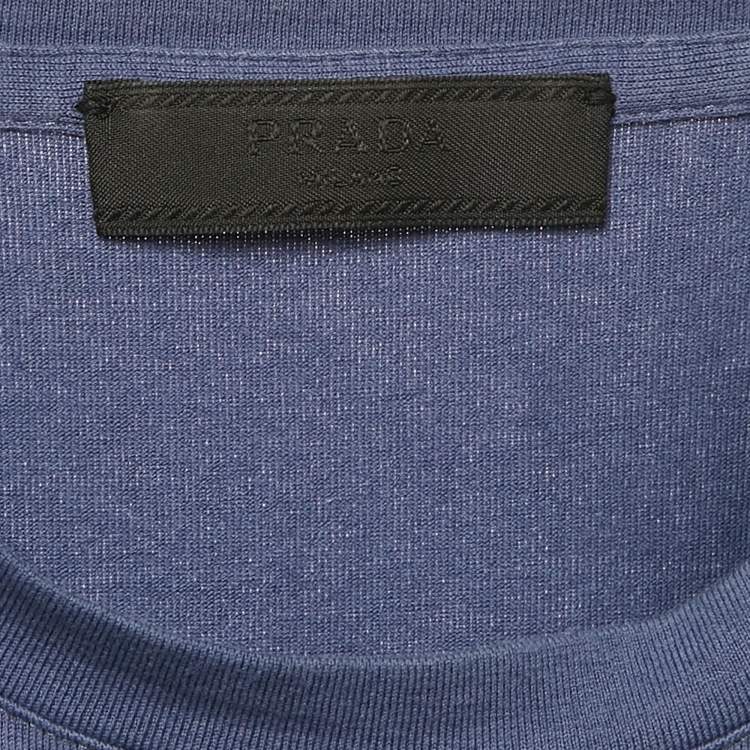 Pre Owned Prada Blue Knit Pocket Detail Crew Neck T-Shirt S