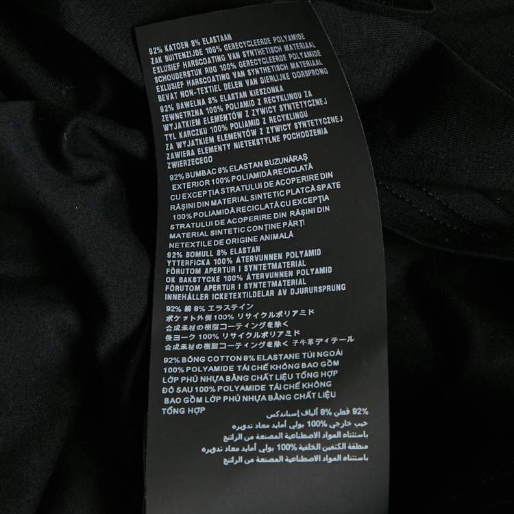 Pre Owned Prada Black Jersey and Re-Nylon Patch Pocket Detail Polo T-Shirt L