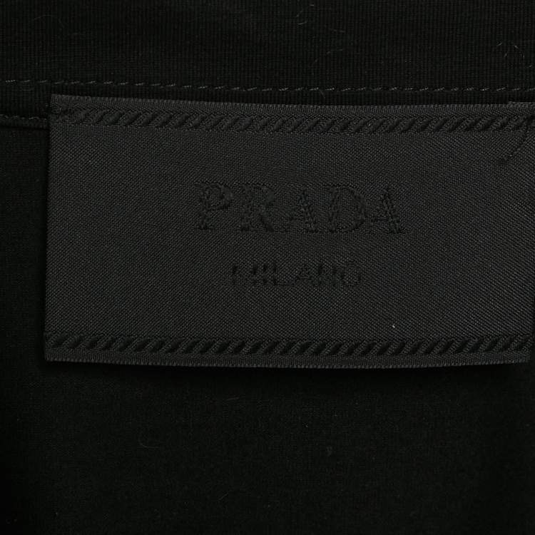 Pre Owned Prada Black Jersey and Re-Nylon Patch Pocket Detail Polo T-Shirt L