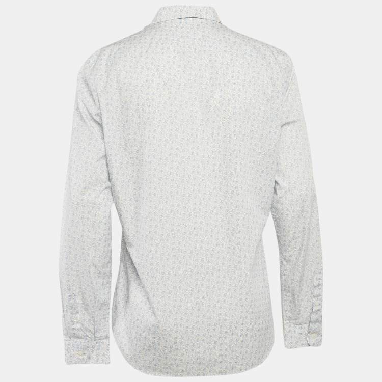 Pre Owned Prada White Printed Cotton Button Front Shirt XXL