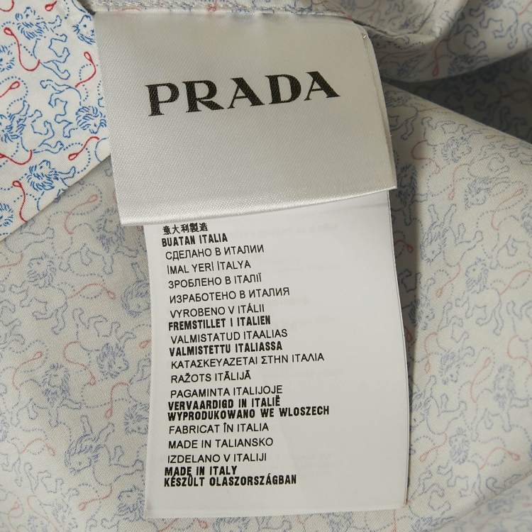 Pre Owned Prada White Printed Cotton Button Front Shirt XXL