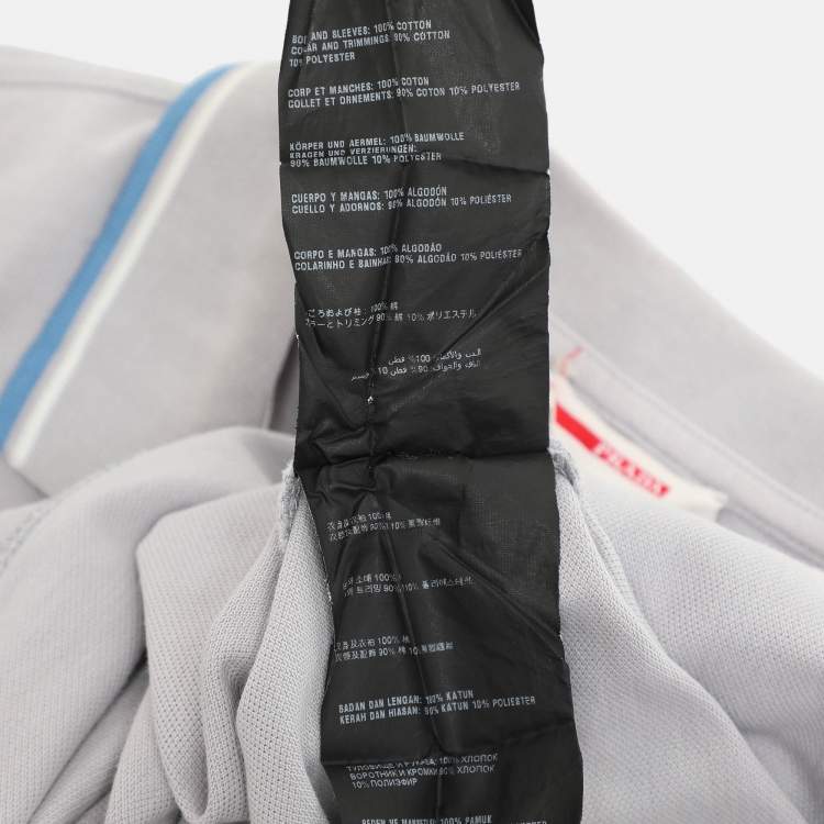 Pre Owned Prada Grey Cotton Pique Polo T-Shirt L