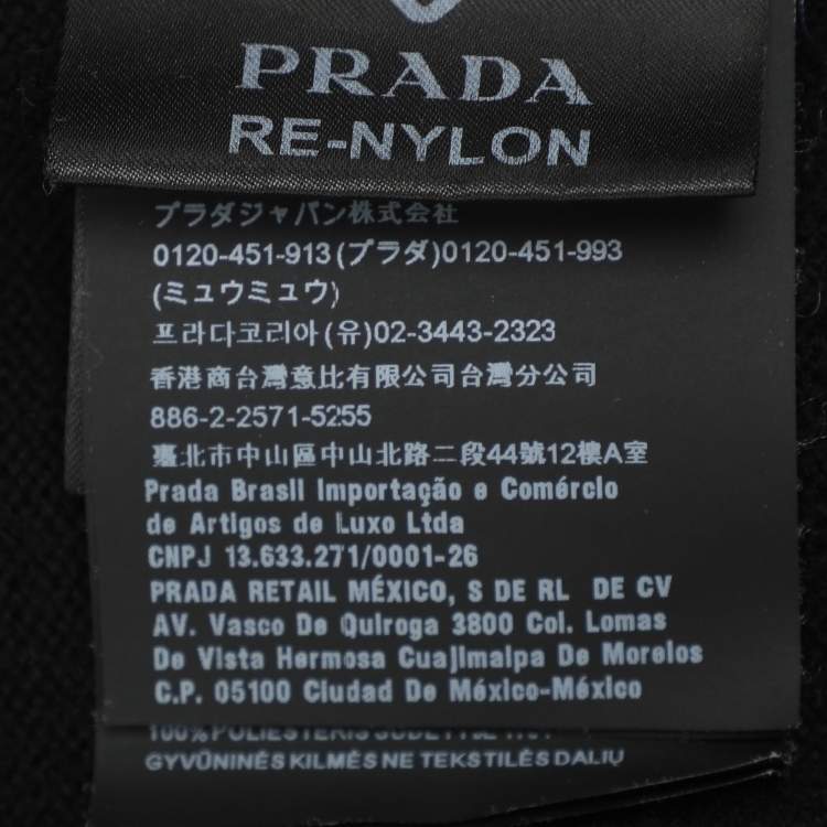 Pre Owned Prada Black Re-Nylon and Virgin Wool Zip Jacket XXL