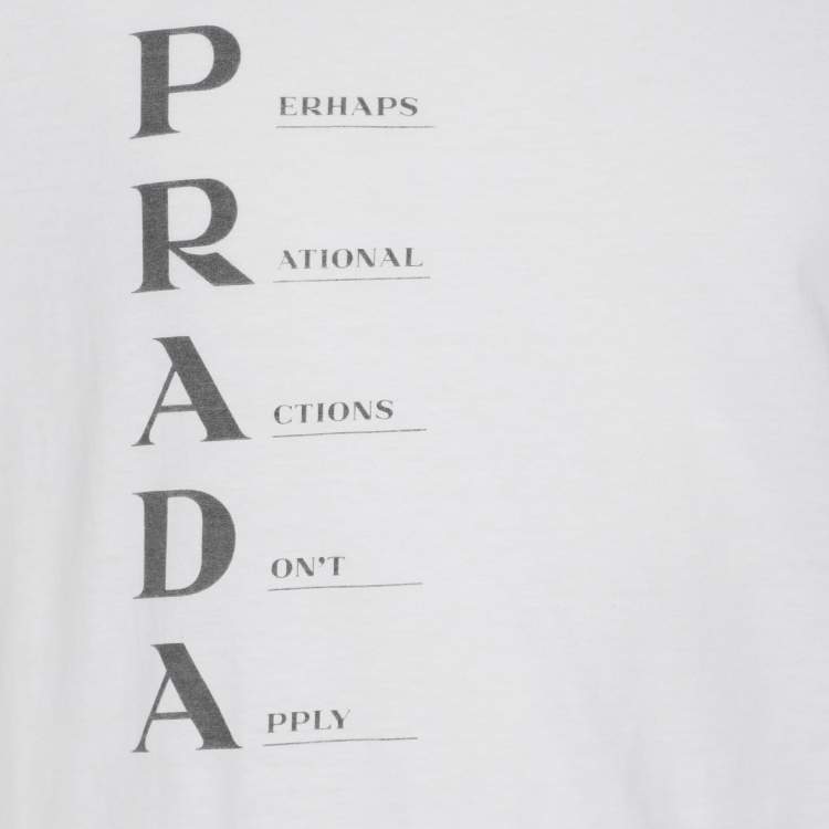 Pre Owned Prada White Cotton Prada Acronym T-shirt XXL