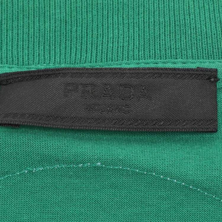 Pre Owned Prada Green Cotton Patch Detail T-Shirt XL